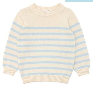 Minnow unisex cream and blue stripe knit sweater, 0-6 months